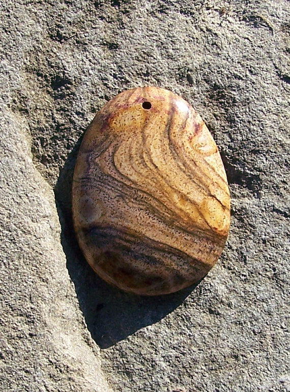 Picture Jasper Gemstone Focal Bead 3082012
