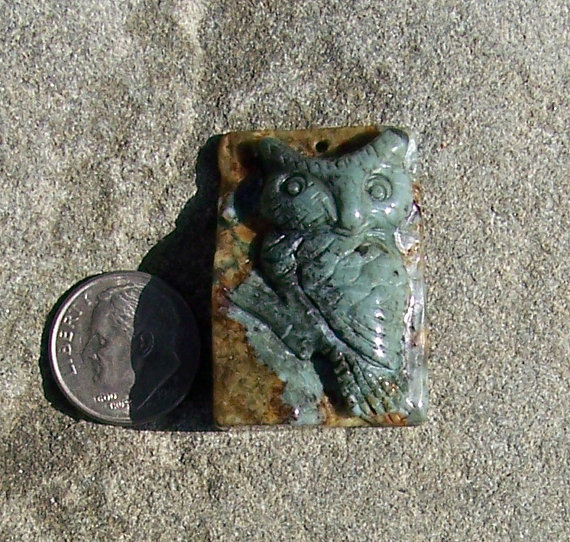 Carved Agate Owl Focal Bead 612012
